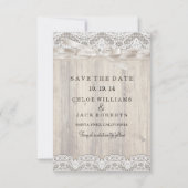 ヴィンテージ素朴レース&ウッドウェディング日付を保存 セーブザデート (正面)