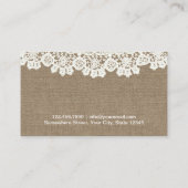 ヴィンテージ素朴レース&バーラップイベント計画クラフト 名刺 (裏面)