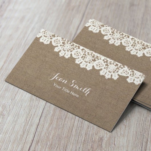 ヴィンテージ素朴レース&バーラップイベント計画クラフト 名刺