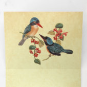 ヴィンテージ素朴ロマンの鳥のカップル結婚ズ 三つ折り招待状 (内部最初)