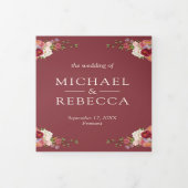 ヴィンテージ素朴ロマンチックフローラ結婚写真 三つ折り招待状 (カバー)