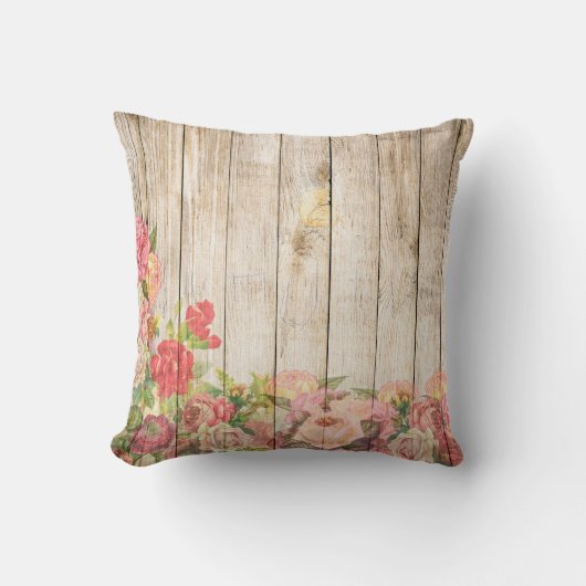 ヴィンテージ素朴ロマンバラウッド クッション (正面)