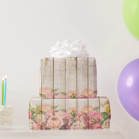 ヴィンテージ素朴ロマンバラウッド ラッピングペーパー (パーティーギフト)