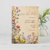 ヴィンテージ素朴ワイルドフラワーボタニカル 招待状 (スタンド正面)