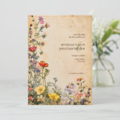 ヴィンテージ素朴ワイルドフラワーボタニカル 招待状 (スタンド正面)