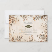 ヴィンテージ素朴ワイルドフラワー開花卒業 サンキューカード (正面)