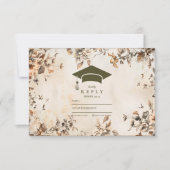 ヴィンテージ素朴ワイルドフラワー開花卒業 出欠カード (正面)