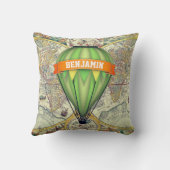 ヴィンテージ素朴ワールドマップホットエアバルーンキッズルーム クッション (裏面)