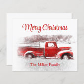 ヴィンテージ素朴予算メリークリスマスレッドトラック (正面/裏面)