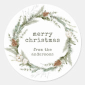 ヴィンテージ素朴休日リース |メリークリスマス ラウンドシール (正面)