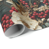 ヴィンテージ素朴冬の赤い果実フローラクリスマス ラッピングペーパー (ロールコーナー)