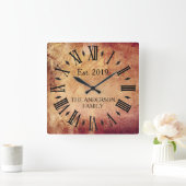 ヴィンテージ素朴動揺してラスティユニーク スクエア壁時計 (ホーム)