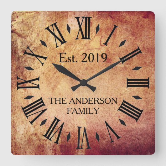 ヴィンテージ素朴動揺してラスティユニーク スクエア壁時計 (正面)