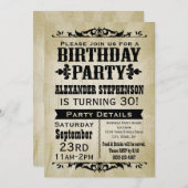 ヴィンテージ素朴国の誕生日パーティーの招待 招待状 (正面/裏面)