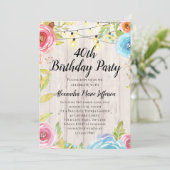 ヴィンテージ素朴国文字列ライト40th誕生日 招待状 (スタンド正面)