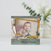 ヴィンテージ素朴国男の赤ちゃん写真Aqiqah 招待状 (スタンド正面)