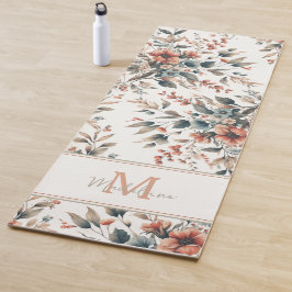 ヴィンテージ素朴小さな花パターン名モノグラム ヨガマット
