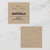 ヴィンテージ素朴工業用クラフトコンテンポラリー スクエア名刺 (正面/裏面)