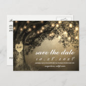 ヴィンテージ素朴彫りのオークの木は日付カードを保存 案内ポストカード (正面/裏面)