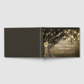 ヴィンテージ素朴彫りオーク結婚の木 ゲストブック (全面)