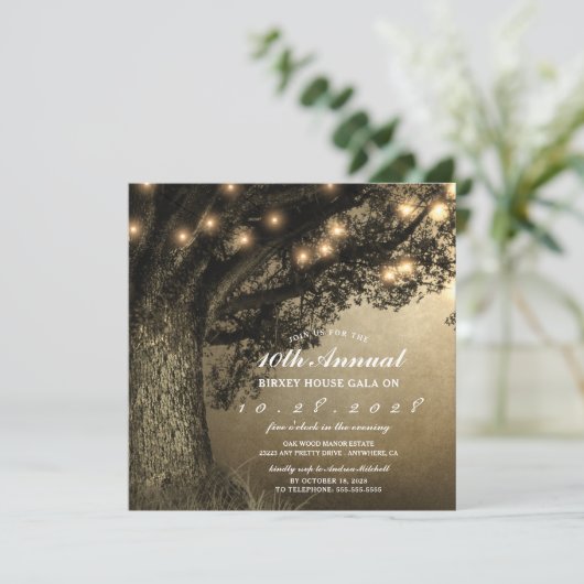 ヴィンテージ素朴彫刻オークツリーガラ招待状 招待状 (スタンド正面)