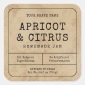 ヴィンテージ素朴手作りジャムジャムジャムスクエアラベル スクエアシール (正面)