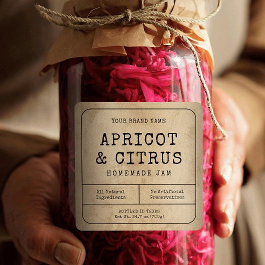 ヴィンテージ素朴手作りジャムジャムジャムスクエアラベル スクエアシール