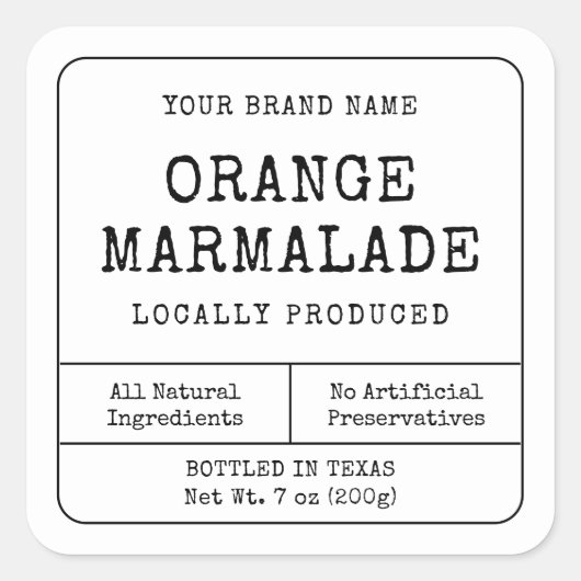 ヴィンテージ素朴手作り保存JARスクエアラベル スクエアシール (正面)