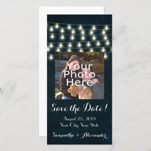 ヴィンテージ素朴文字列ライト日付の保存 セーブザデート (正面/裏面)