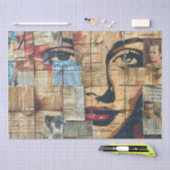 ヴィンテージ素朴新聞パッチワークコラージュ(11) 薄葉紙 (クラフト)