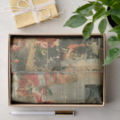 ヴィンテージ素朴新聞パッチワークコラージュ(2) 薄葉紙 (ギフト)