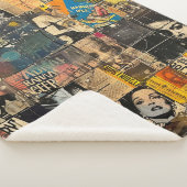 ヴィンテージ素朴新聞パッチワークコラージュ(7) シェルパブランケット (3/4)