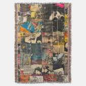 ヴィンテージ素朴新聞パッチワークコラージュ(7) スローブランケット (正面縦)