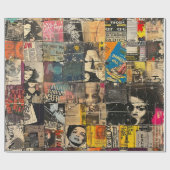 ヴィンテージ素朴新聞パッチワークコラージュ(7) ラッピングペーパー (フラット)