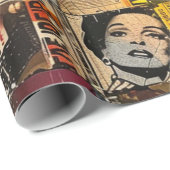 ヴィンテージ素朴新聞パッチワークコラージュ(7) ラッピングペーパー (ロールコーナー)