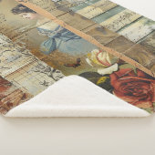 ヴィンテージ素朴新聞パッチワークコラージュ(9) シェルパブランケット (3/4)