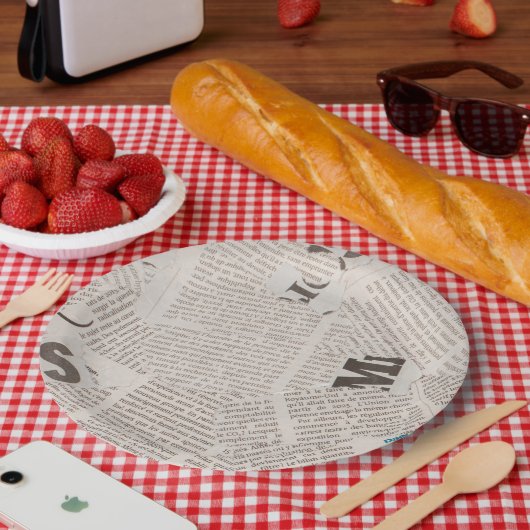 ヴィンテージ素朴新聞破れたピースプリント ペーパープレート (ピクニック)