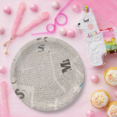 ヴィンテージ素朴新聞破れたピースプリント ペーパープレート (パーティー)