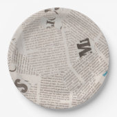 ヴィンテージ素朴新聞破れたピースプリント ペーパープレート (正面)