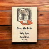 ヴィンテージ素朴新郎新婦の結婚式の日付を保存 招待状