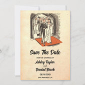 ヴィンテージ素朴新郎新婦の結婚式の日付を保存 招待状 (正面)