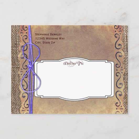 ヴィンテージ素朴日付はがき紫を保存 案内ポストカード (裏面)