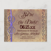 ヴィンテージ素朴日付はがき紫を保存 案内ポストカード (正面)