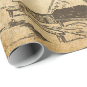 ヴィンテージ素朴旧世界父クリスマスw/Pine ラッピングペーパー (ロールコーナー)