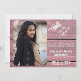 ヴィンテージ素朴木材の卒業写真の日付の保存 招待状