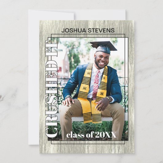 ヴィンテージ素朴木目卒業発表 シーズンカード (正面)