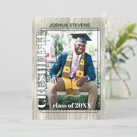 ヴィンテージ素朴木目卒業発表 シーズンカード (スタンド正面)