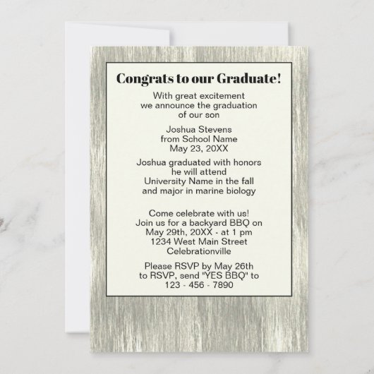 ヴィンテージ素朴木目卒業発表 シーズンカード (裏面)