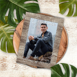 ヴィンテージ素朴木目卒業発表 ポストカード