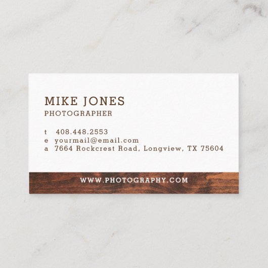 ヴィンテージ素朴木目撮影カメラ 名刺 (裏面)